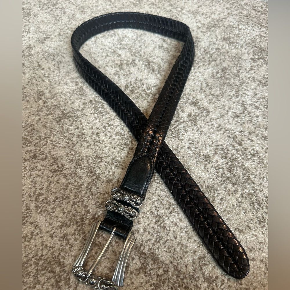 Brighton Black Leather Woven Belt L/34